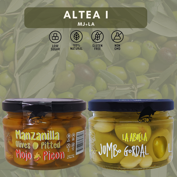 Chef Ole Spanish Olives Gift Basket: Artisanal Gourmet Olives featuring La Abuela Family Recipe & Spicy & Mojo Picon-Premium Foodie Gift Set | Perfect Vegetarian Gift Basket.Set of 2, 10 Oz jars