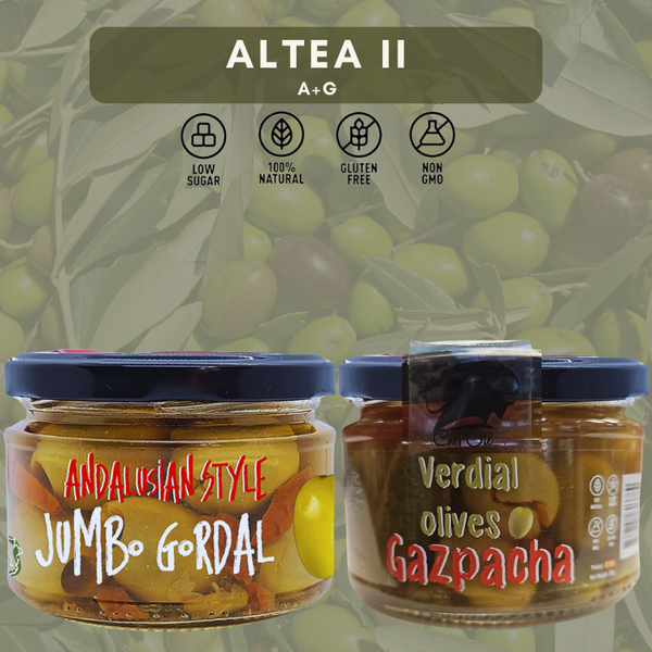 Chef Ole's Artisanal Mediterranean Olive Gift Set Altea Olive Gift Set - Andalucian Sun with Capers & Tomato and Herbal Mediterranean with Rosemary & Garlic olives- Specialty Food Gift