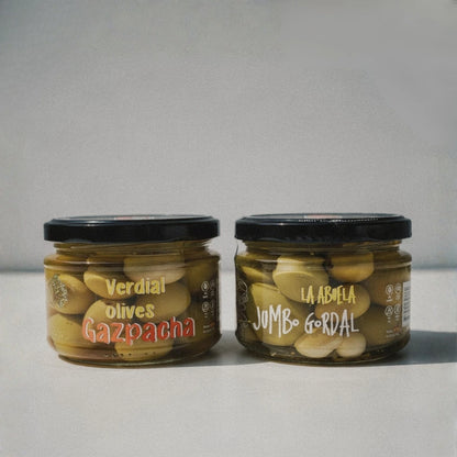 "Gazpacha & La Abuela" Verdial & Jumbo Gordal Green Olives Pitted