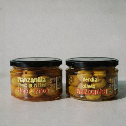 "Mojo Picon & Gazpacha" Manzanilla & Verdial Green Olives Pitted