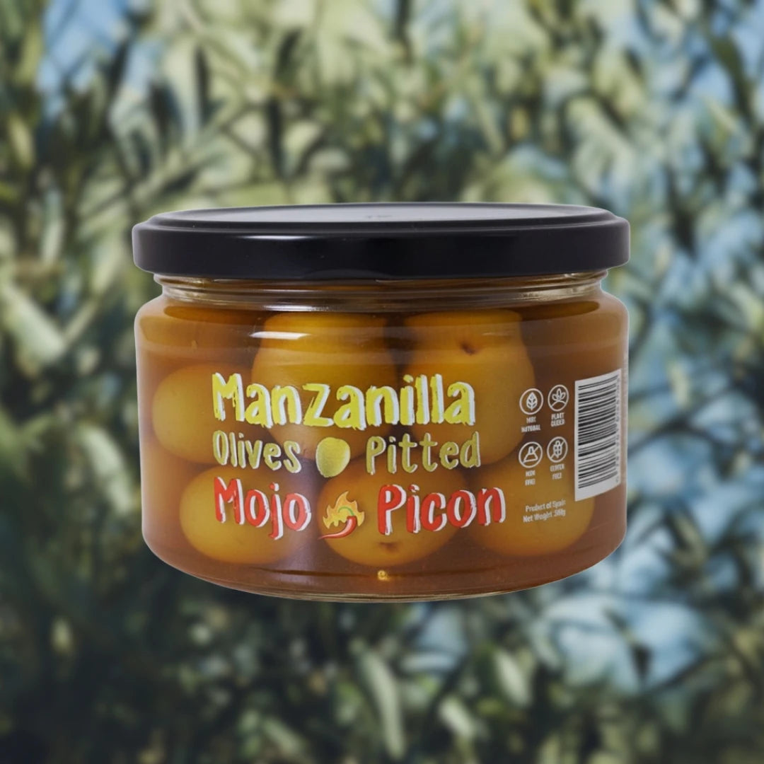 "La Abuela & Mojo Picon" Jumbo Gordal & Manzanilla Green Olives Pitted