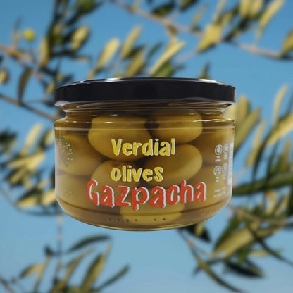 "Gazpacha & Andalusian" Verdial & Jumbo Gordal Green Olives Pitted