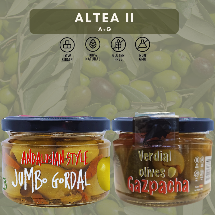 Chef Ole's Artisanal Mediterranean Olive Gift Set Altea Olive Gift Set - Andalucian Sun with Capers & Tomato and Herbal Mediterranean with Rosemary & Garlic olives- Specialty Food Gift