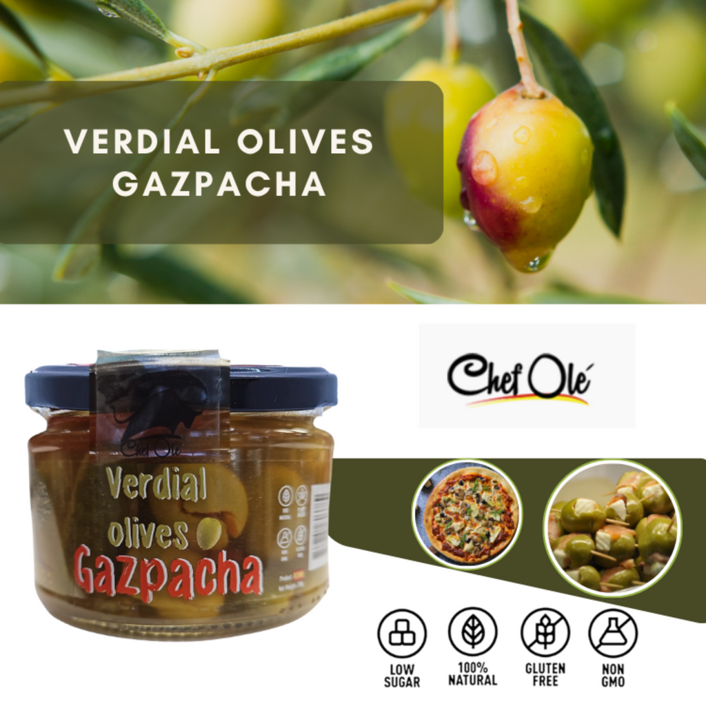 Chef Ole Olivia Olive Fancy Collection-Since 1926-Authentic Gourmet Olive Gift. Spanish marinated variety. 10 oz jar(Pack of 5) for Charcuterie Board. Vegetarian & Foodie Gift Basket from Spain.