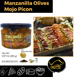 Chef Ole Olivia Gourmet Set of Spanish Olives - 5 Jars,3 Gordal Olives, 1 Verdial , 1 Manzanilla , Gourmet Gift Baskets of Green Olives from Around Spain, Gourmet Olives Selection for Spanish Food Recipes