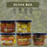 Chef Ole Olivia Gourmet Set of Spanish Olives - 5 Jars,3 Gordal Olives, 1 Verdial , 1 Manzanilla , Gourmet Gift Baskets of Green Olives from Around Spain, Gourmet Olives Selection for Spanish Food Recipes