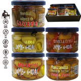 Chef Ole Olivia Gourmet Set of Spanish Olives - 5 Jars,3 Gordal Olives, 1 Verdial , 1 Manzanilla , Gourmet Gift Baskets of Green Olives from Around Spain, Gourmet Olives Selection for Spanish Food Recipes