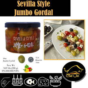 Chef Ole Olivia Gourmet Set of Spanish Olives - 5 Jars,3 Gordal Olives, 1 Verdial , 1 Manzanilla , Gourmet Gift Baskets of Green Olives from Around Spain, Gourmet Olives Selection for Spanish Food Recipes